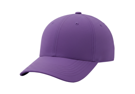 Isolated studio shot of a lavender colored baseball cap providing a clean and stylish view, with crisp lines and a shadow on a neutral background