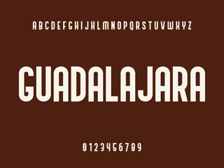 Guadalajara City Text with Alphabet and Numbers on Brown Background