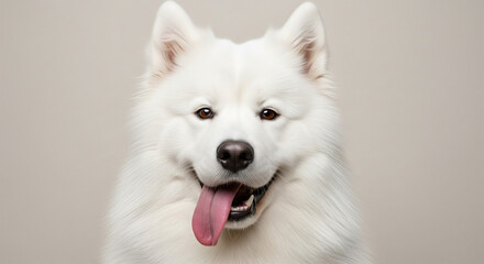 Fototapeta premium Cloud of Joy: The Ultimate Samoyed Smile