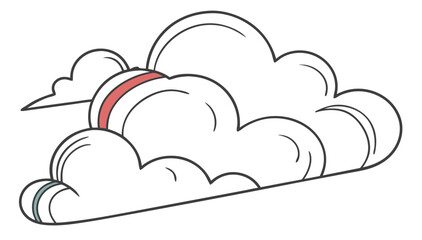 Stylized cartoon illustration of fluffy white clouds with simple outlines and subtle color accents evoking a whimsical and cheerful atmosphere