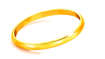 A watercolor of a classic gold bangle bracelet, isolated on a white background. Gold bracelet vector.