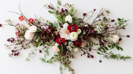 Elegant floral arrangement with roses and anemones for wedding decor or spring celebration. World Humanitarian Day