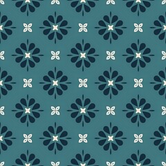 Seamless pattern with winter floral decoration and snowflakes in vector art