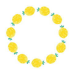 wreath with yellow lemons, perfect for summer, food, or citrus themed designs.