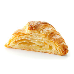 Golden, flaky pastry filled with creamy cheese, isolated on white background