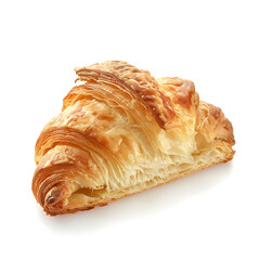 Golden, Flaky Croissant Isolated on White Background
