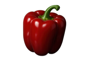 Ripe red bell pepper with green stem, isolated on transparent background, ready for culinary creations