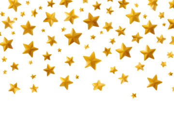 A festive pattern of golden star confetti scattered across a surface


