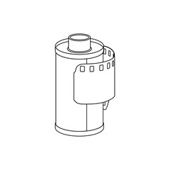 Outline vector illustration of 90s negative film roll, minimal line drawing for retro photography and graphic projects.