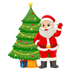 Fototapeta premium santa claus with christmas tree vector