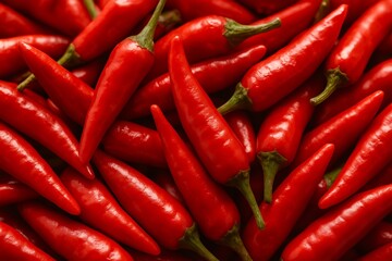 Fresh Red Chili Peppers Close-Up
