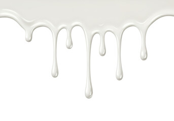 Isolated Dripping White Icing, Flowing Sweet Glaze, Creamy Texture, Culinary Decoration, Vector...