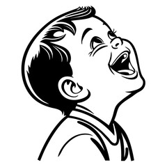 silhouette of a boy laughing