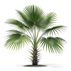 Obraz premium Fan Palm Striking Tropical Fronds with Radiant Green Fan-Shaped Leaves, Exotic Ornamental Elegance, and Minimal Contemporary Botanical Still Life on Pure White Solid Background