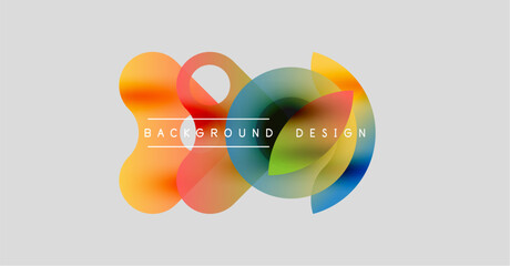 Abstract colorful shapes overlap, creating dynamic background. Text reads background design centered within composition. Simple, modern aesthetic.