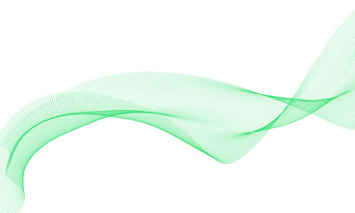 Digital Abstract Green Gradient Faded Wave Line Shape with Smooth Flow Effect Transparent Background PNG
