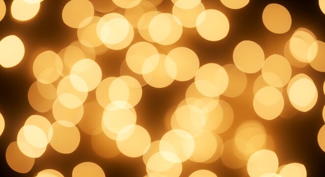 Golden bokeh lights out of focus circles of warm yellow light against a dark background creating a festive and abstract visual texture Blur Light effect Glowing Celebration