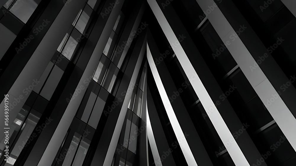 Wall mural abstract geometric lines forming an architectural pattern, monochromatic gradient creating a modern 