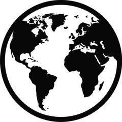 Obraz premium Black and white globe illustration earth world