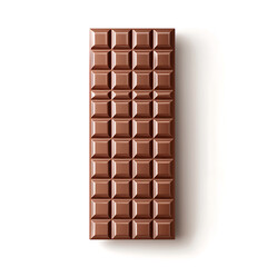 A single bar of chocolate with a grid pattern on a white background