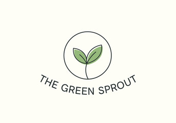 The Green Sprout logo with two leaves inside a circle, simple and modern design.