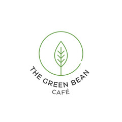 The Green Bean Cafe logo featuring a stylized green leaf inside a circle with text.