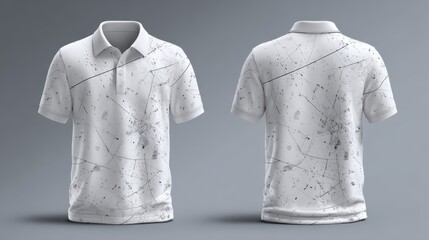 White Polo Shirt with Abstract Grey Pattern Mockup 