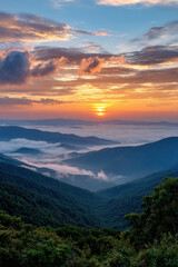 Fototapeta premium breathtaking sunrise over majestic mountains where soft golden rays gently illuminate peaks