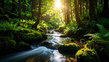 Obraz premium river in forest trees