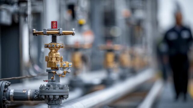 Detailed medium shot of a pilot skids ethanol collection system in sharp focus contrasted against an outoffocus background of supporting CO2 feed lines and instrumentation.