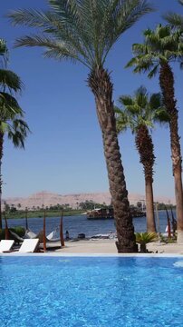Luxury hotel with pool and Nile river view in Egypt