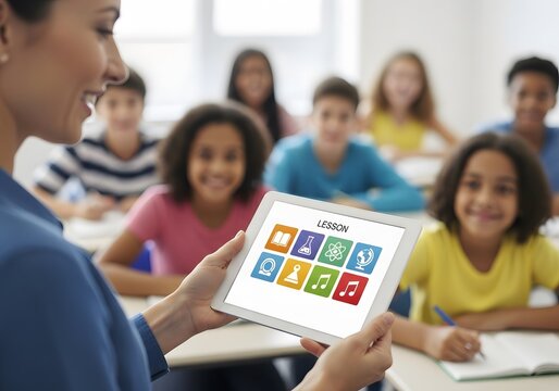 Teacher Engages Diverse Students with Digital Tablet Lesson