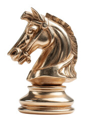 Chess knight piece display artistic perspective isolated on transparent background
