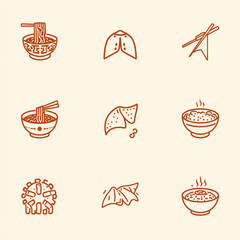 Set of icons of food