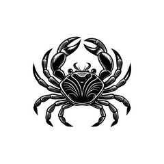 Bold and striking monochromatic image of a crab with intricate details silhouette vector