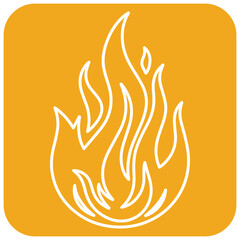 Dynamic white fire outline graphic on gold square, energy concept with vibrant flames