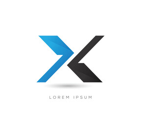 X Initial growth logo design with black and blue color template