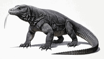 The Ancient Gaze Komodo dragon isolated watercolor vector illustration svg