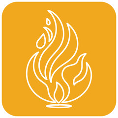Dynamic flame icon radiates warmth and energy, perfect for branding and design projects