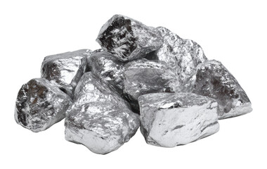 Mining silver ore industrial site high-quality natural isolated on transparent background