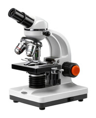 Fototapeta premium Microscope in laboratory scientific equipment view isolated on transparent background