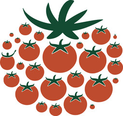Colorful and Monochrome Tomato Icon Design on White Background
