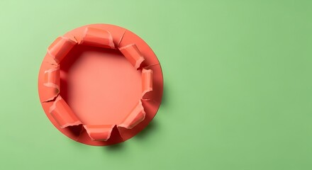 Abstract organic form with pink petals on a smooth green background high angle shot