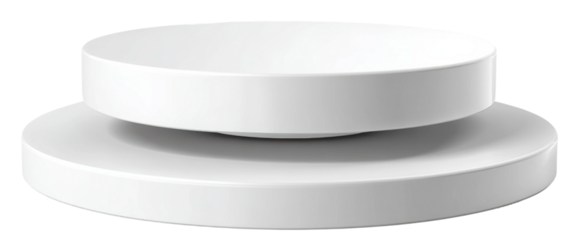 Elegant white plates stacked in modern dining room minimalist design isolated on transparent background