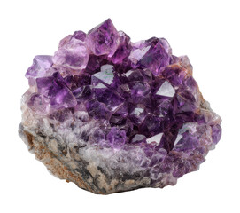 Amethyst crystal formation nature mineral collection beauty isolated on transparent background