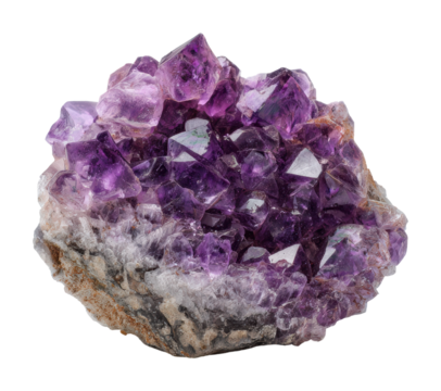 Amethyst crystal formation nature mineral collection beauty isolated on transparent background