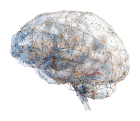 Innovative brain visualization digital health abstract conceptual isolated on transparent background