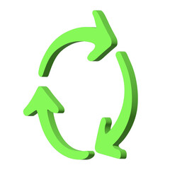 3d recycle arrow icon Recycling resources symbol Reuse of materials, zero waste, green environment, saving the planet
