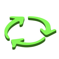 3d recycle arrow icon Recycling resources symbol Reuse of materials, zero waste, green environment, saving the planet