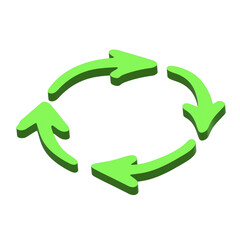 3d recycle arrow icon Recycling resources symbol Reuse of materials, zero waste, green environment, saving the planet